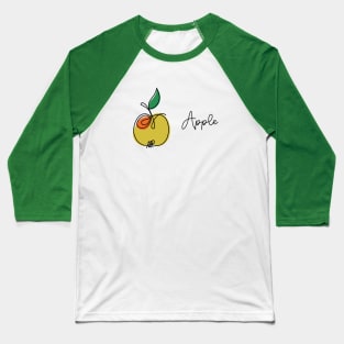 Apple with leaf continuous one line drawing Baseball T-Shirt